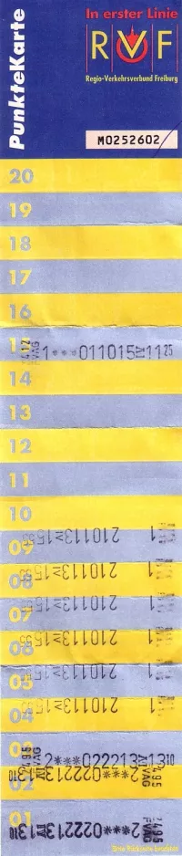 Ticket-Gutschein für Freiburger Verkehr (VAG), die Vorderseite (2008)