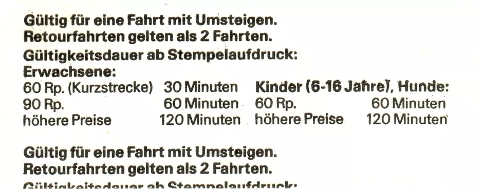 Überweisung-Fahrkarte für Basler Verkehrs-Betriebe (BVB), die Rückseite (1981)