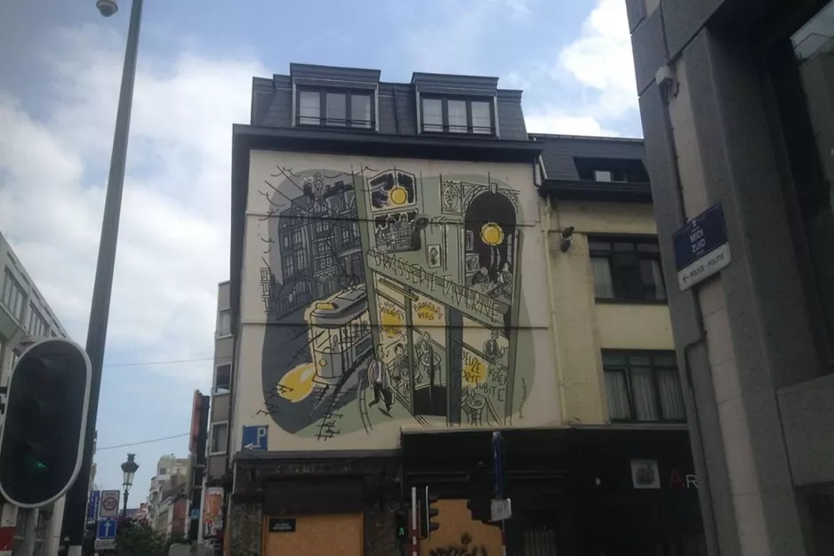 Zeichnung: Brüssel auf Rue du Midi (2017)