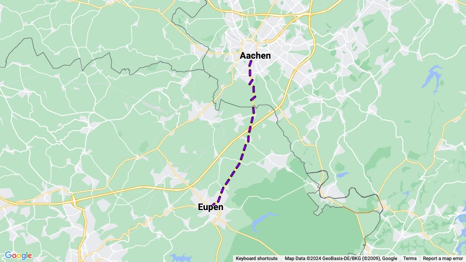Aachen Regionallinie 24: Aachen - Eupen Linienkarte