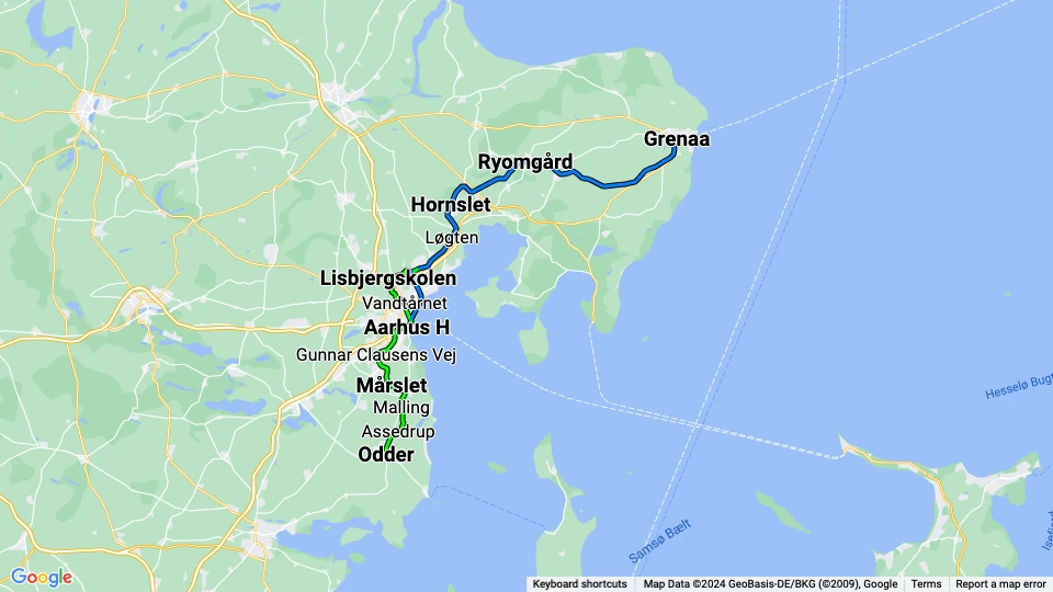 Aarhus Letbane Linienkarte