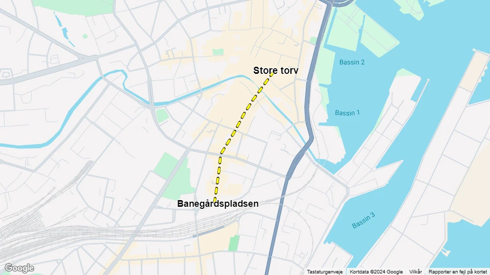 Aarhus Pferdebahnlinie: Store torv - Banegårdspladsen Linienkarte