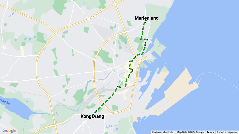 Aarhus Straßenbahnlinie 2: Marienlund - Kongsvang Linienkarte