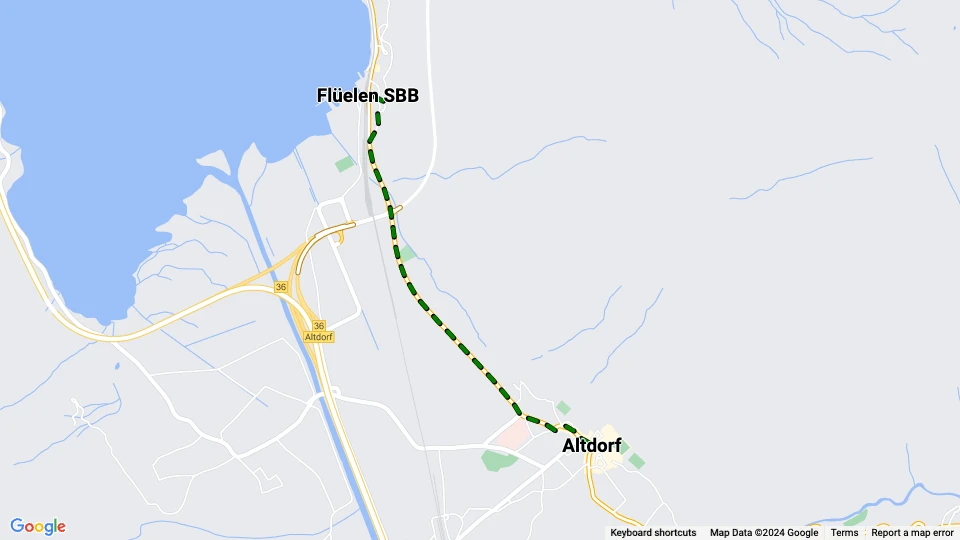 Altdorf Regionallinie Altdorf-Flüelen: Flüelen SBB - Altdorf Linienkarte
