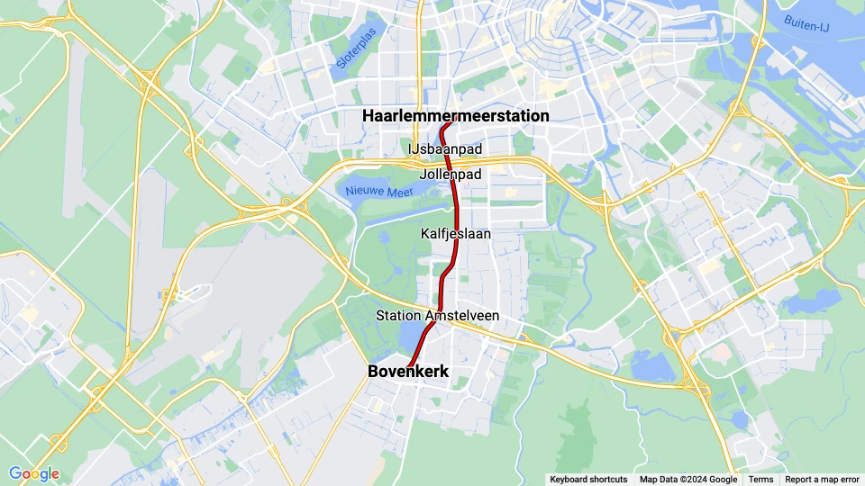 Amsterdam Museumslinie 30: Haarlemmermeerstation - Bovenkerk Linienkarte