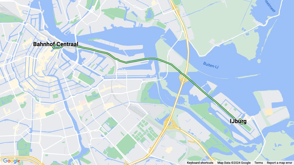 Amsterdam Straßenbahnlinie 26: Bahnhof Centraal - IJburg Linienkarte