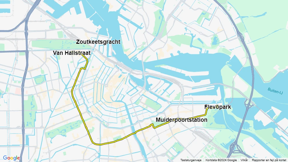 Amsterdam Straßenbahnlinie 3: Flevopark - Van Hallstraat Linienkarte