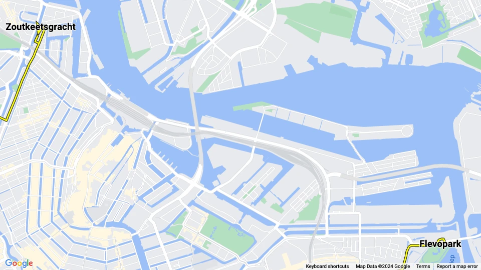Amsterdam Straßenbahnlinie 3: Flevopark - Zoutkeetsgracht Linienkarte