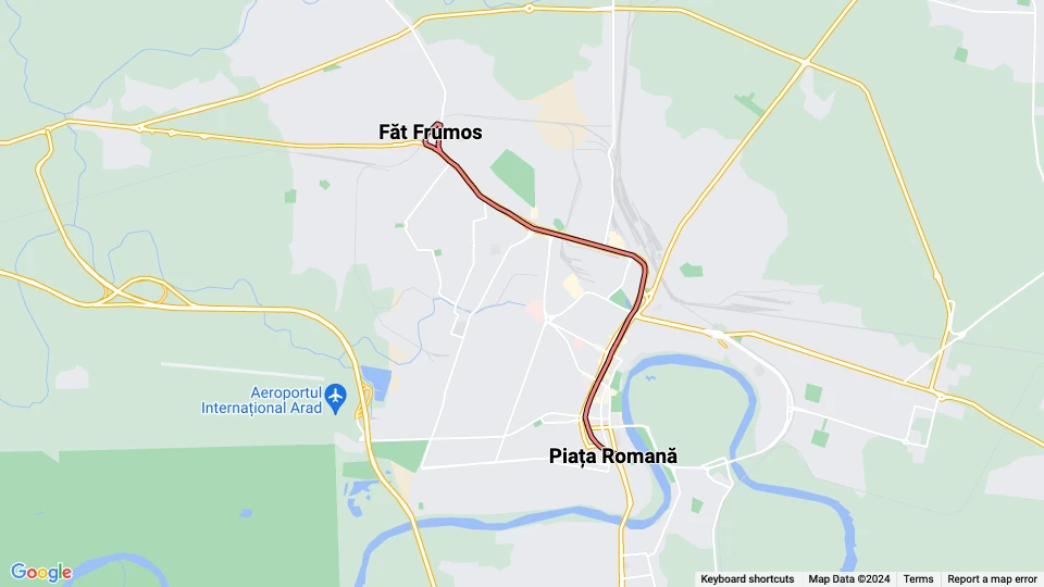 Arad Zusätzliche Linie 1: Piața Romană - Făt Frumos Linienkarte