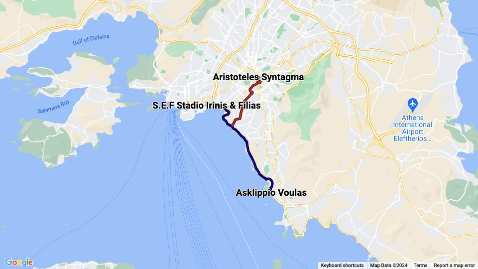 Athens Tram Linienkarte