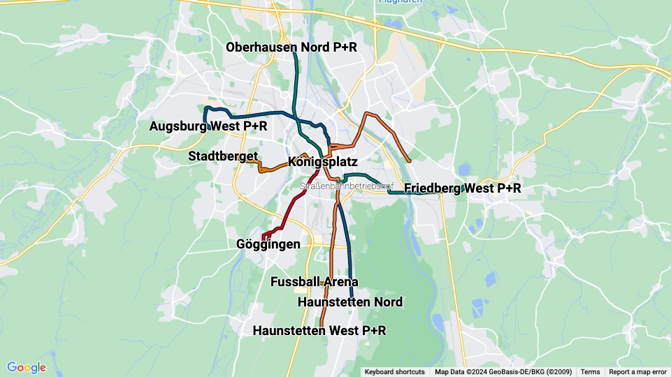 Augsburger Verkehrsgesellschaft (AVG) Linienkarte