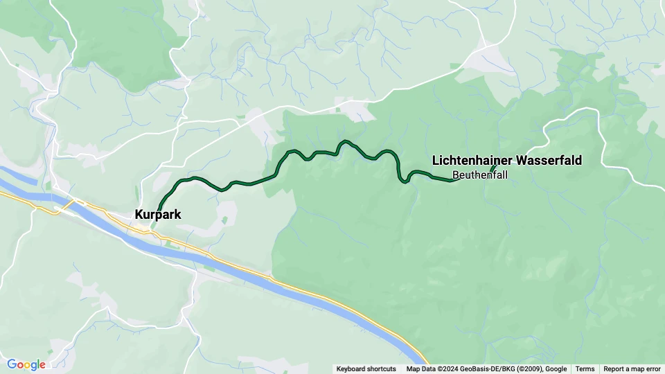 Bad Schandau Kirnitzschtal 241: Kurpark - Lichtenhainer Wasserfald Linienkarte