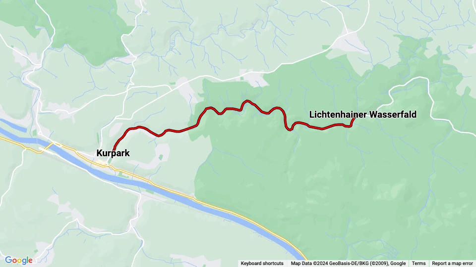Bad Schandau Traditionsverkehr: Kurpark - Lichtenhainer Wasserfald Linienkarte