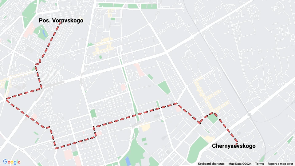 Baku Straßenbahnlinie 5: Chernyaevskogo - Pos. Vorpvskogo Linienkarte
