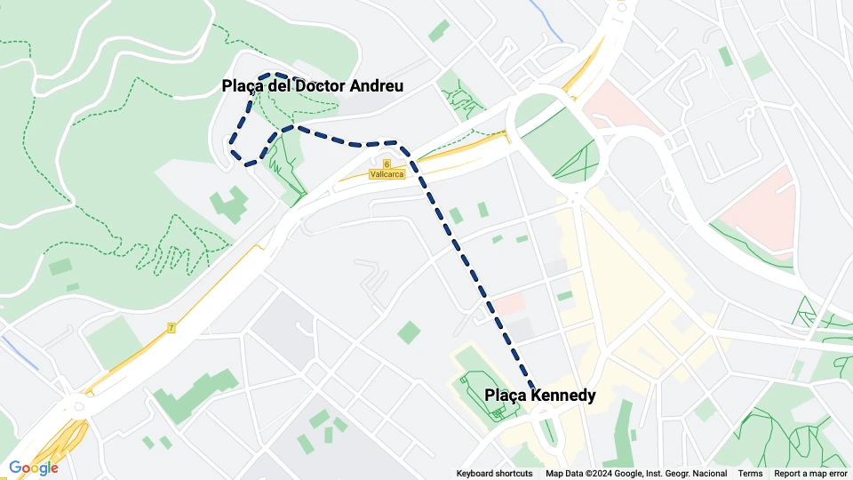 Barcelona Touristenbahn 55: Plaça Kennedy - Plaça del Doctor Andreu Linienkarte