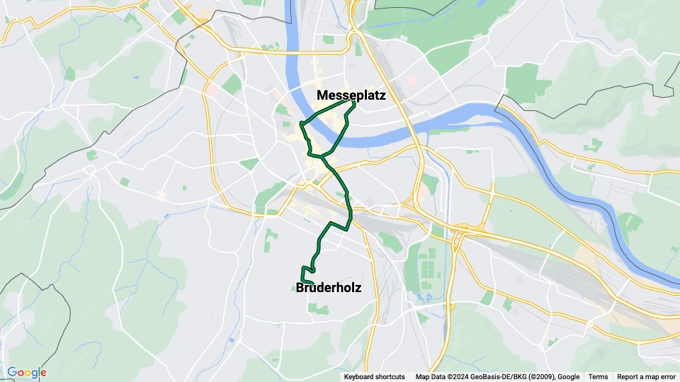 Basel Straßenbahnlinie 15: Bruderholz - Messeplatz Linienkarte