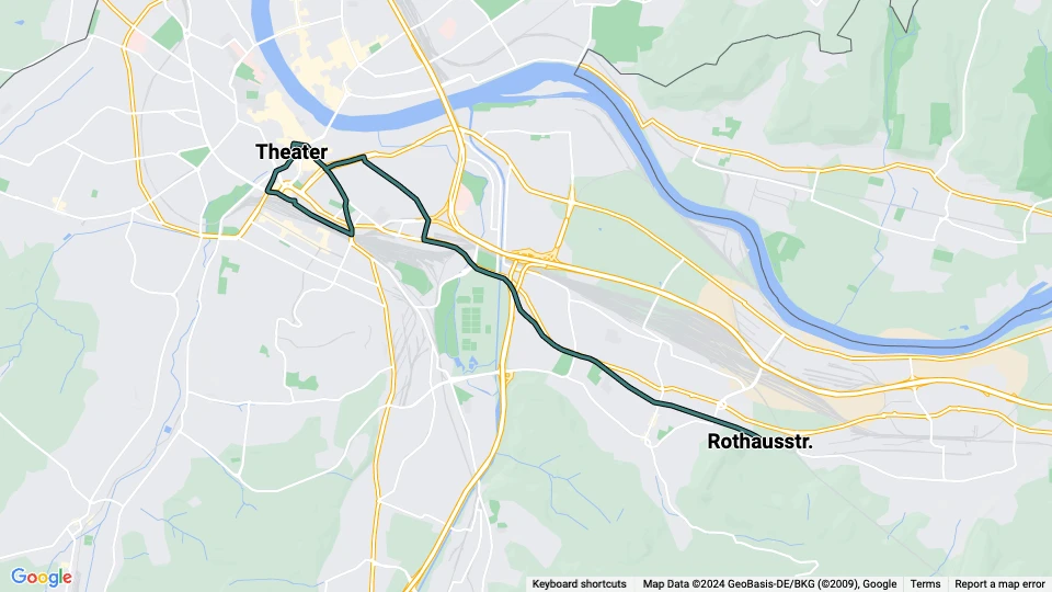Basel Zusätzliche Linie 12: Theater - Rothausstr. Linienkarte