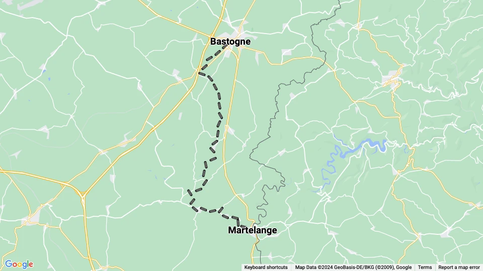 Bastogne Regionallinie 516: Bastogne - Martelange Linienkarte