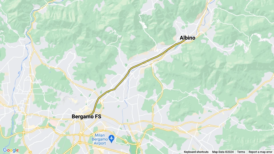 Bergamo Regionallinie T1: Bergamo FS - Albino Linienkarte