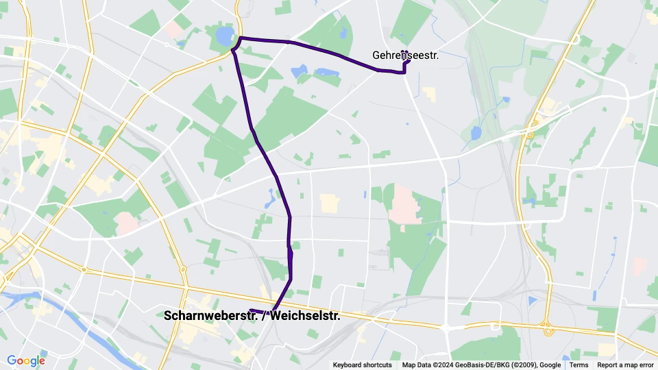 Berlin Zusätzliche Linie 29: Scharnweberstr. / Weichselstr. - Gehrenseestr. Linienkarte
