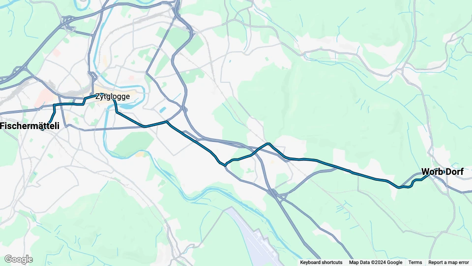 Bern Regionallinie 6: Fischermätteli - Worb Dorf Linienkarte