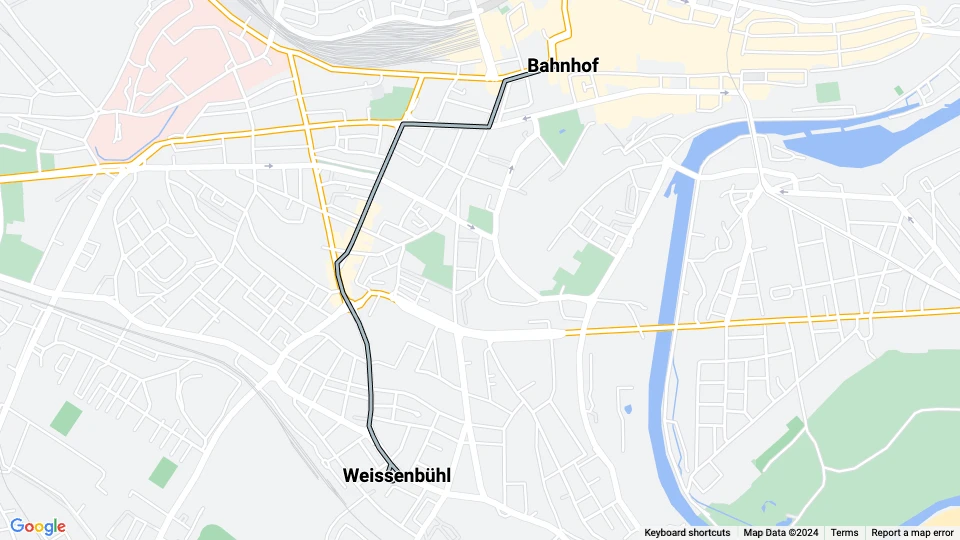 Bern Straßenbahnlinie 3: Bahnhof - Weissenbühl Linienkarte