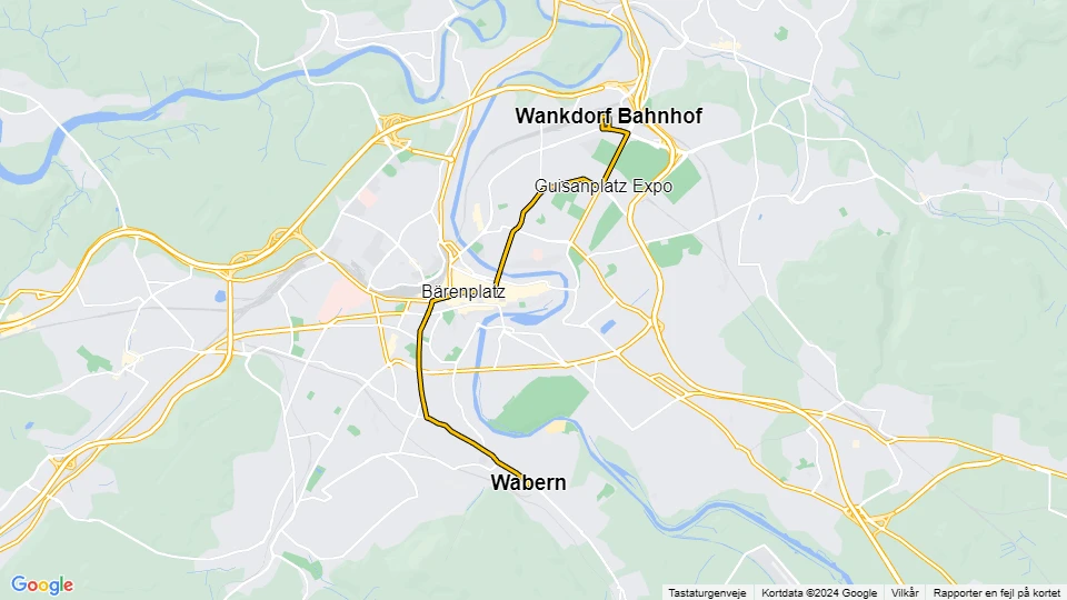 Bern Straßenbahnlinie 9: Wankdorf Bahnhof - Wabern Linienkarte