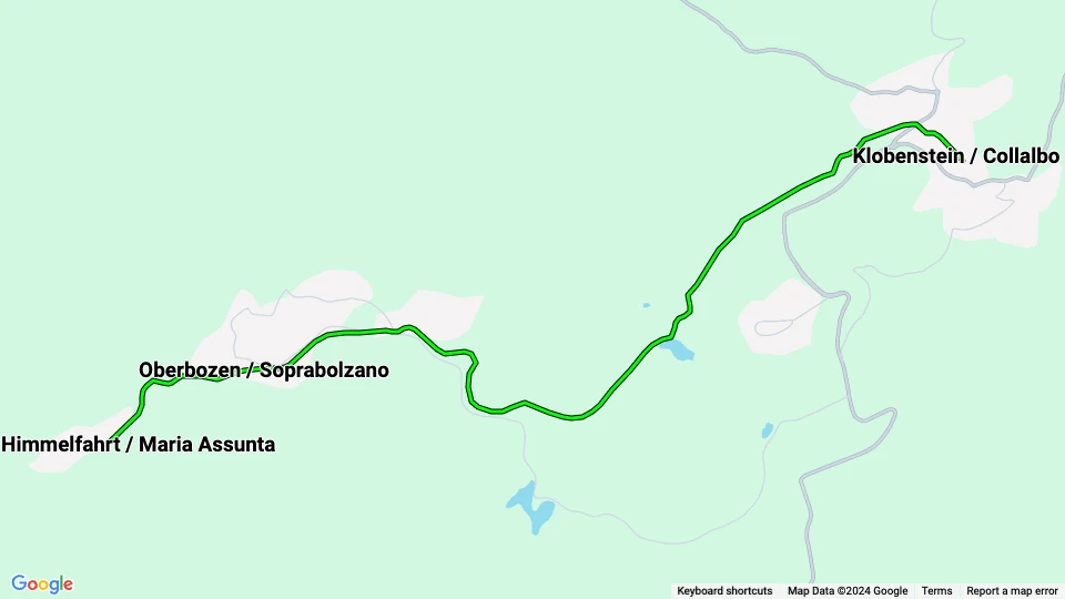 Bozen Rittnerbahn 160: Maria Himmelfahrt / Maria Assunta - Klobenstein / Collalbo Linienkarte