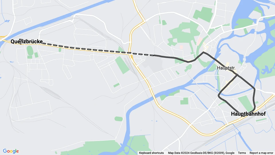 Brandenburg an der Havel Zusätzliche Linie 2: Hauptbahnhof - Quenzbrücke Linienkarte