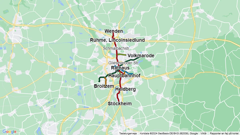 Braunschweiger Verkehr (BSVG) Linienkarte