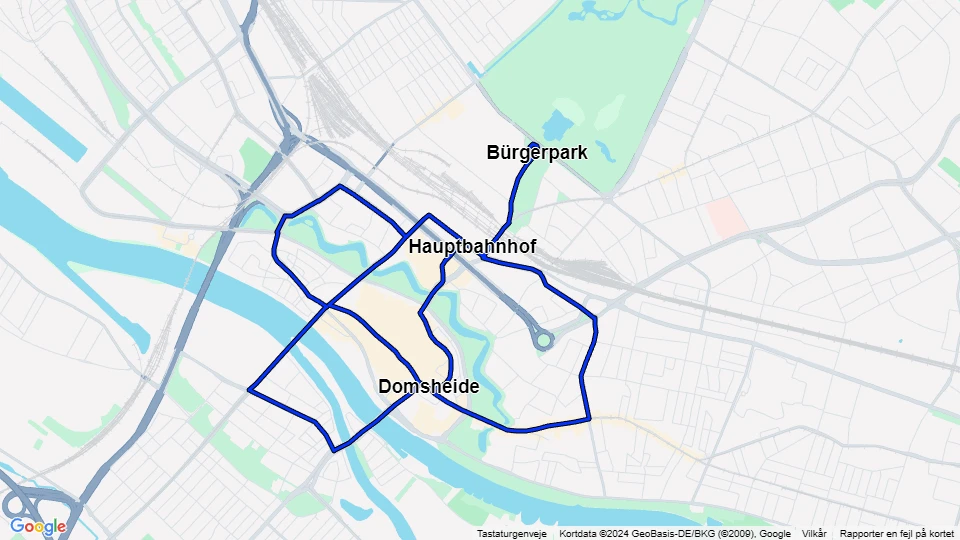 Bremen 16 Ringlinie: Bürgerpark - Domsheide Linienkarte