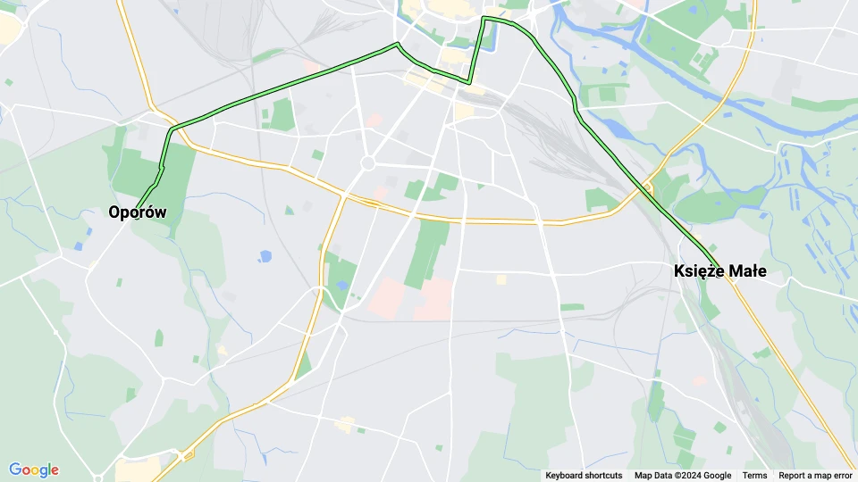 Breslau Straßenbahnlinie 5: Księże Małe - Oporów Linienkarte