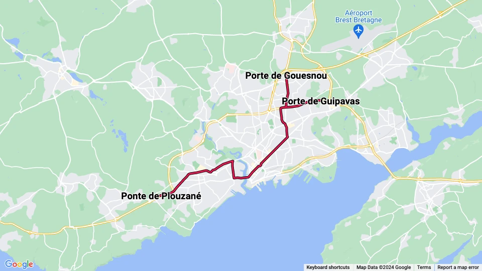 Brest Straßenbahnlinie A Linienkarte