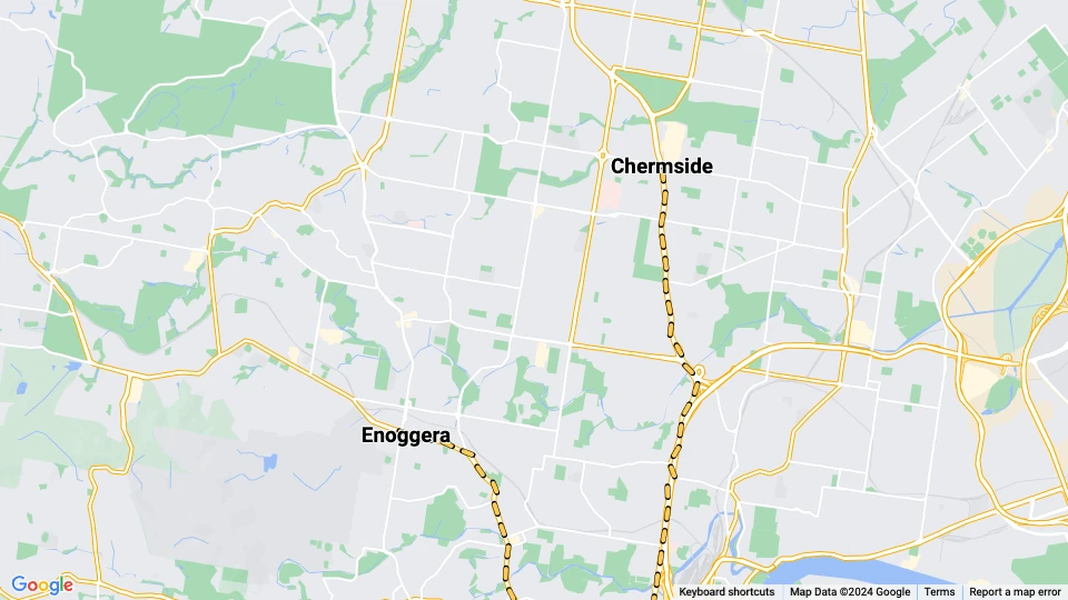 Brisbane Straßenbahnlinie 72: Enoggera - Chermside Linienkarte