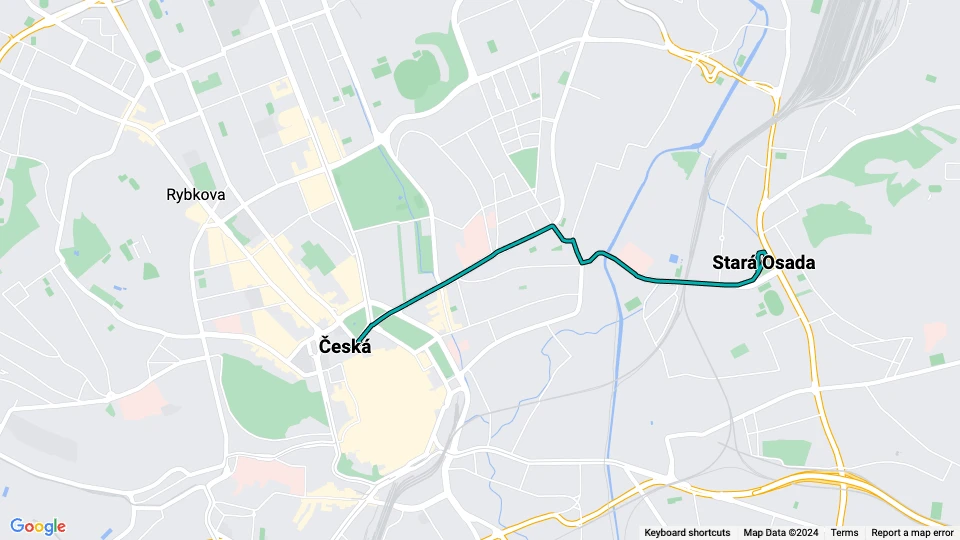 Brünn Straßenbahnlinie 3: Stará Osada - Česká Linienkarte