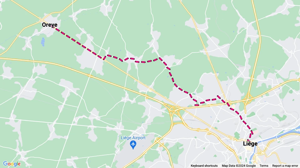 Brüssel Regionallinie 476: Oreye - Liège Linienkarte