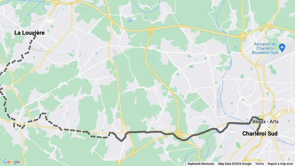 Brüssel Regionallinie 90: Charleroi Sud - La Louvière Linienkarte
