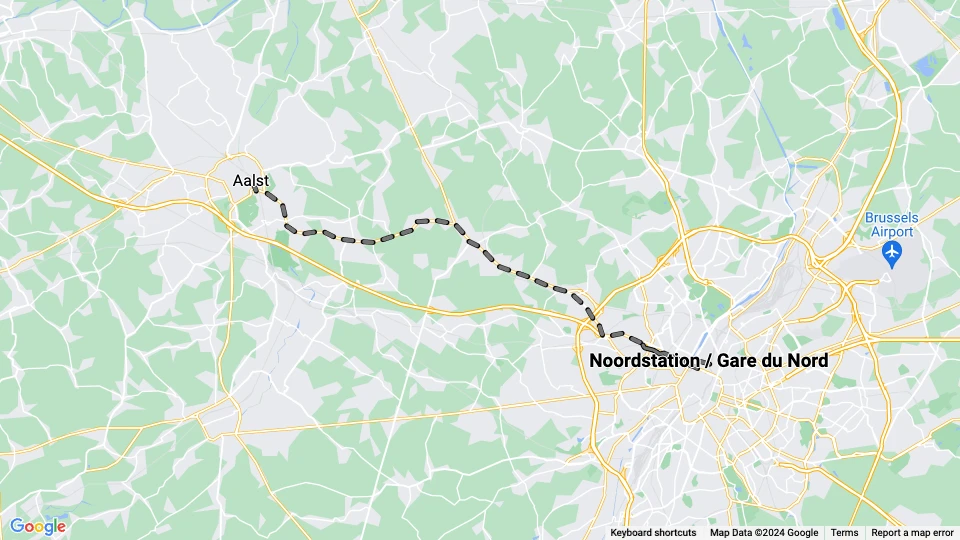 Brüssel Regionallinie AL: Noordstation / Gare du Nord - Aalst Linienkarte