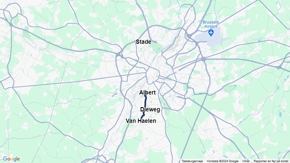 Brüssel Straßenbahnlinie 18: Van Haelen - Albert Linienkarte