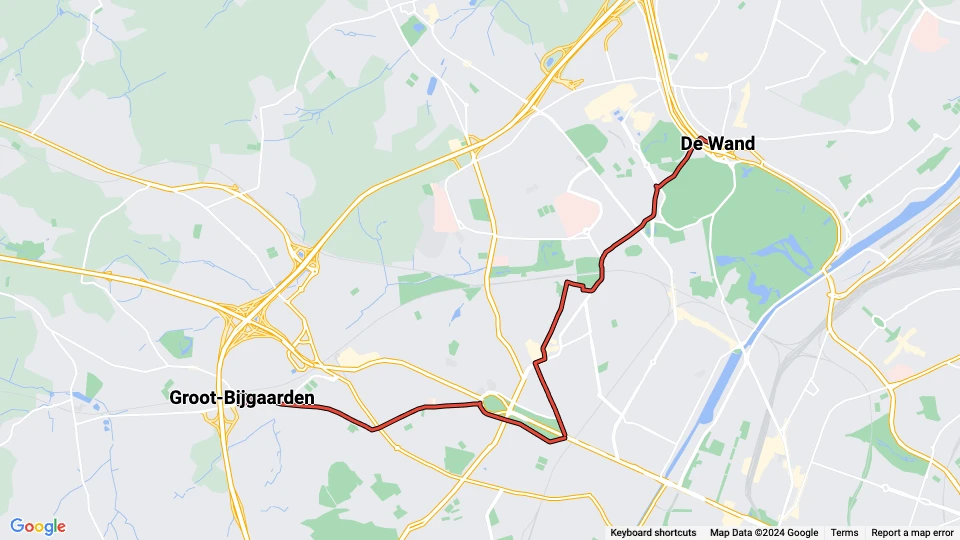 Brüssel Straßenbahnlinie 19: De Wand - Groot-Bijgaarden Linienkarte
