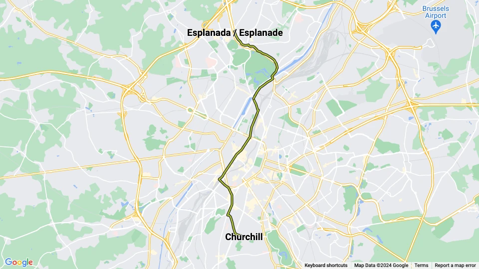 Brüssel Straßenbahnlinie 3: Esplanada / Esplanade - Churchill Linienkarte