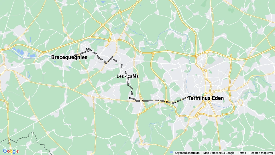 Brüssel Straßenbahnlinie 31: Terminus Eden - Bracequegnies Linienkarte