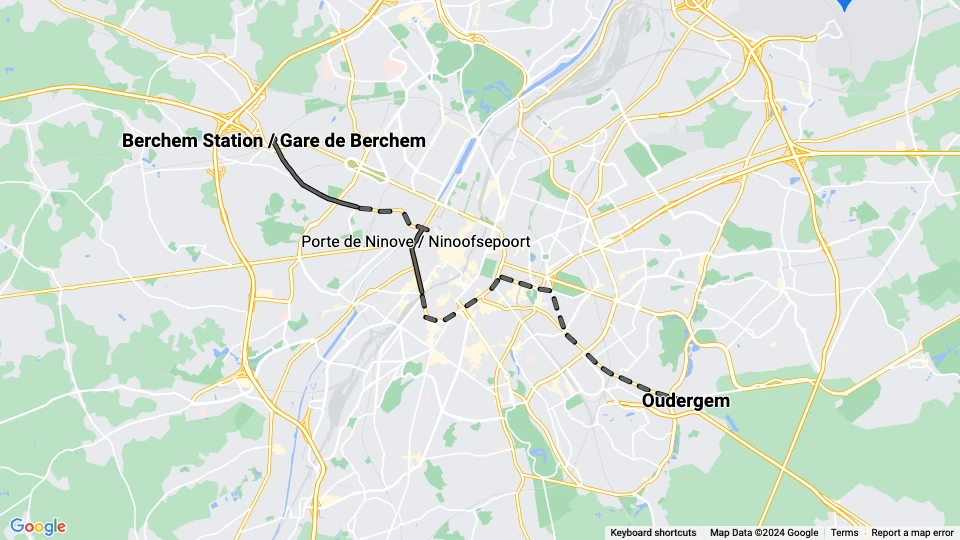 Brüssel Straßenbahnlinie 35: Berchem Station / Gare de Berchem - Oudergem Linienkarte