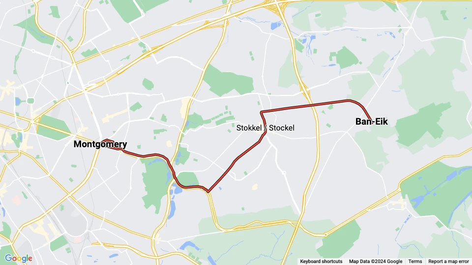 Brüssel Straßenbahnlinie 39: Montgomery - Ban-Eik Linienkarte