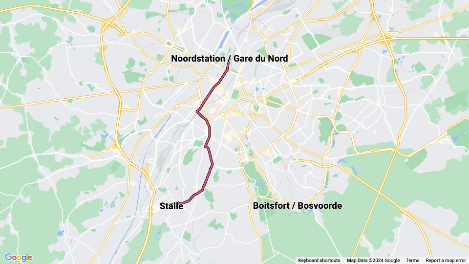 Brüssel Straßenbahnlinie 4: Noordstation / Gare du Nord - Stalle Linienkarte