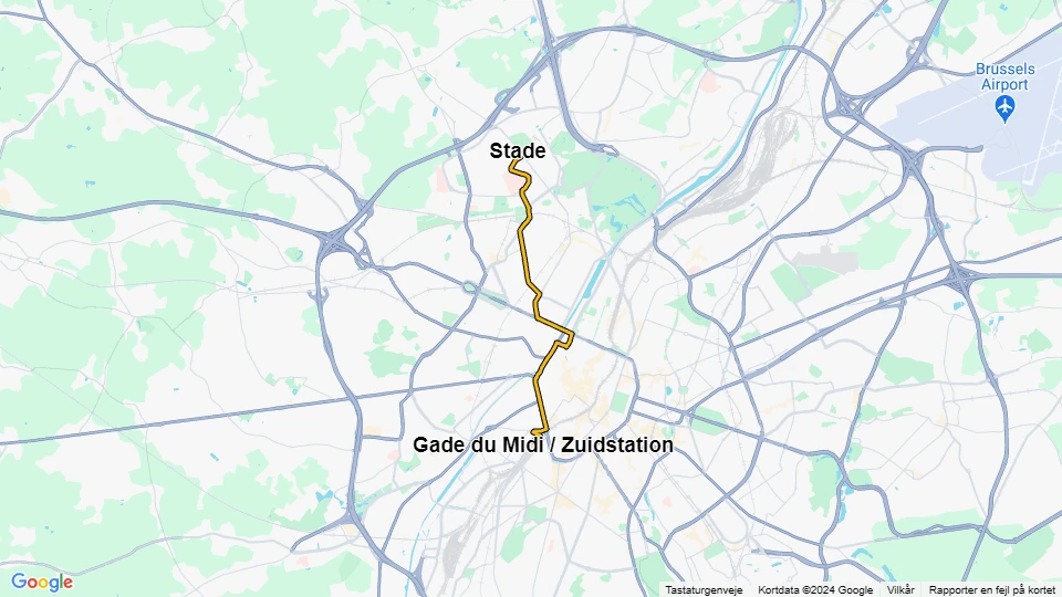 Brüssel Straßenbahnlinie 51: Gade du Midi / Zuidstation - Stade Linienkarte