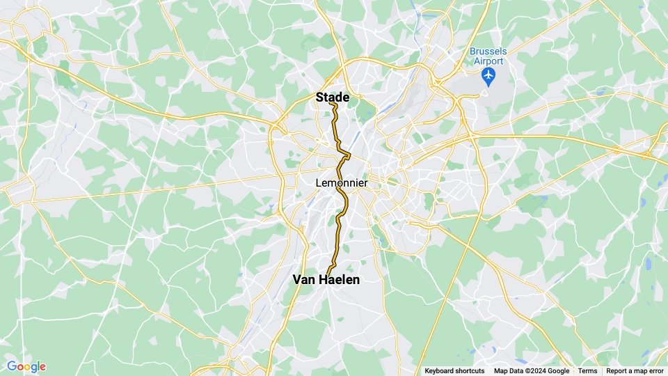 Brüssel Straßenbahnlinie 51: Van Haelen - Stade Linienkarte