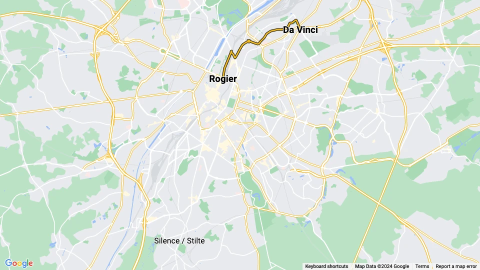 Brüssel Straßenbahnlinie 55: Rogier - Da Vinci Linienkarte