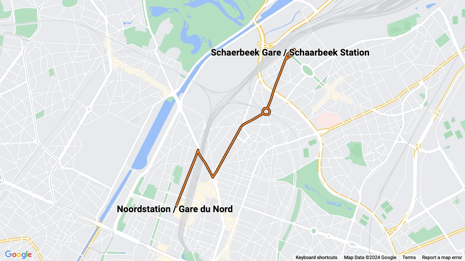 Brüssel Straßenbahnlinie 56: Noordstation / Gare du Nord - Schaerbeek Gare / Schaarbeek Station Linienkarte