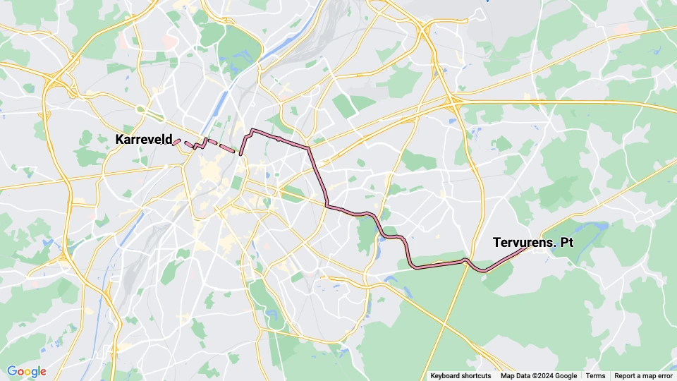 Brüssel Straßenbahnlinie 60: Karreveld - Tervurens. Pt Linienkarte